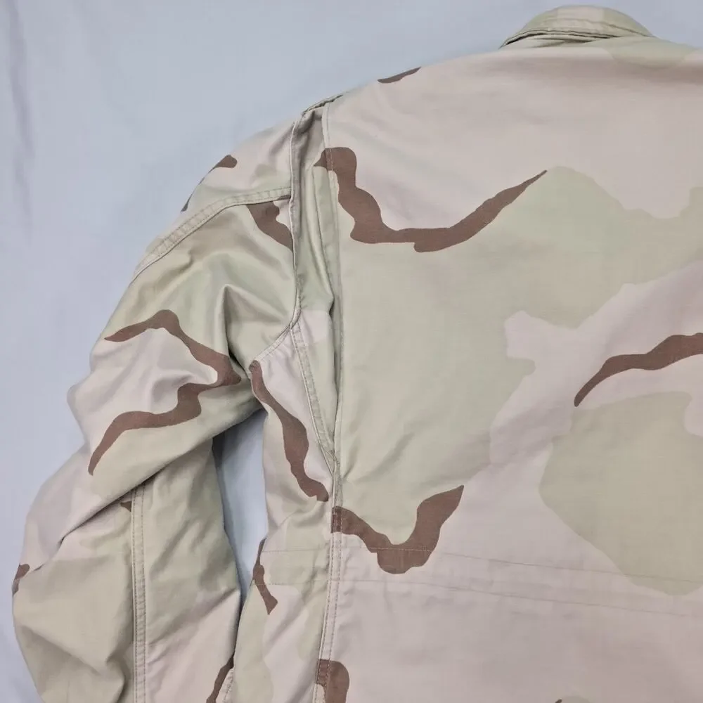 US Air Force DCU Desert Camo Field Jacket 1999 Large Long Patched USAF Vintage